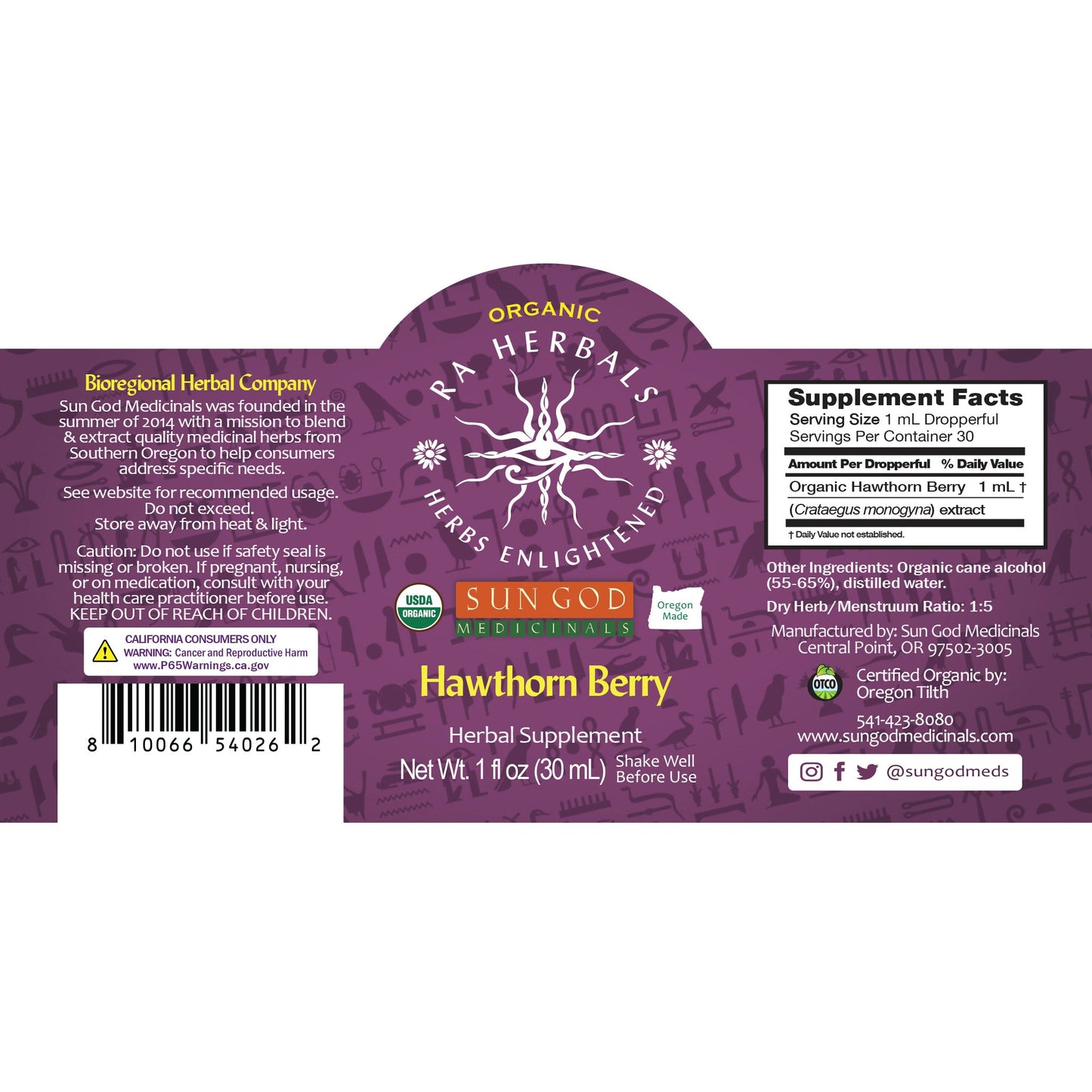 Organic Hawthorn Berry Tincture