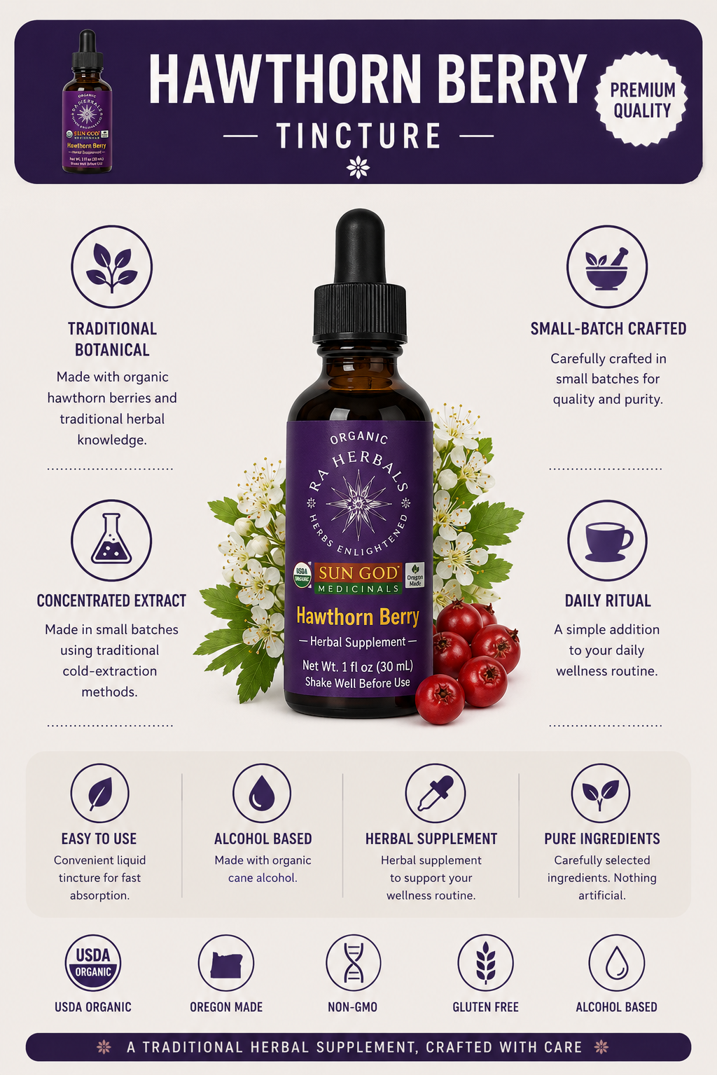 Organic Hawthorn Berry Tincture